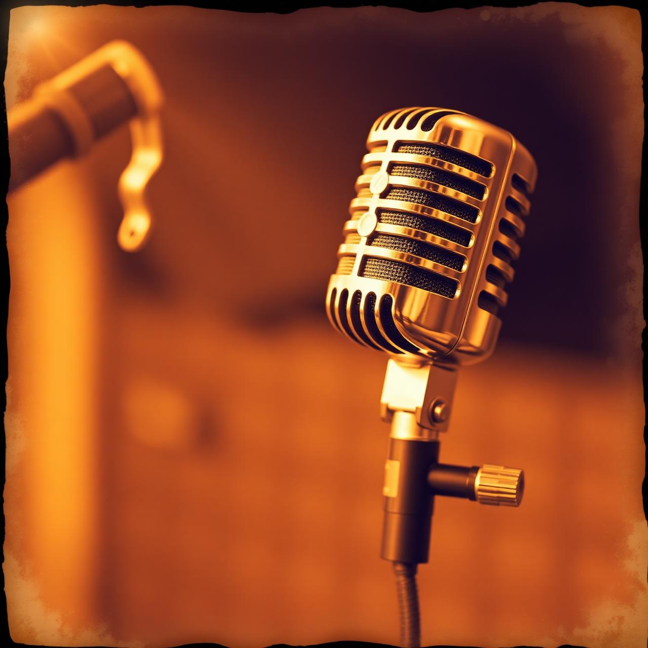 Vintage microphone evoking Tony's musical heritage